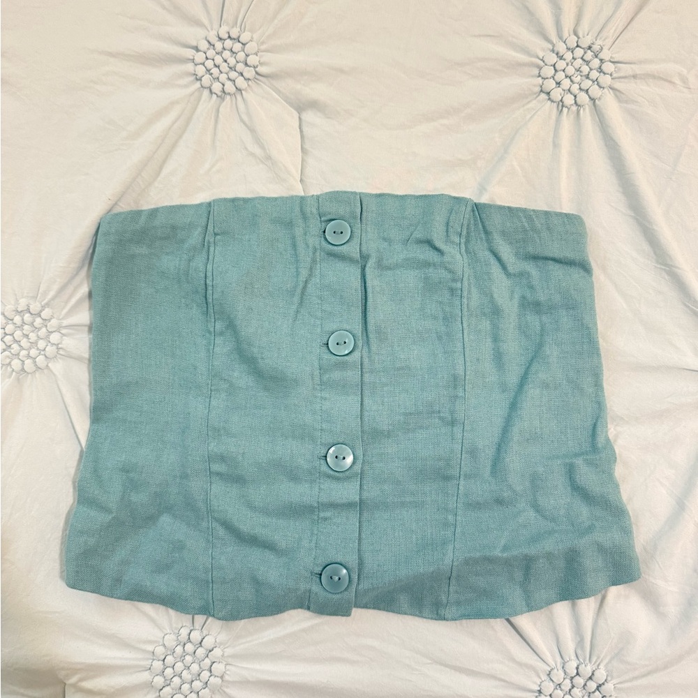 Abercrombie & Fitch Teal Button-Up Crop Top